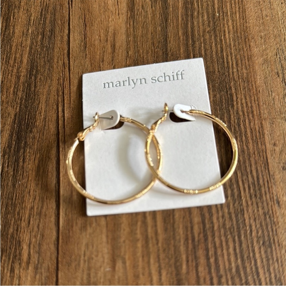 Marlyn Schiff Gold Textured Hoop Earrings
